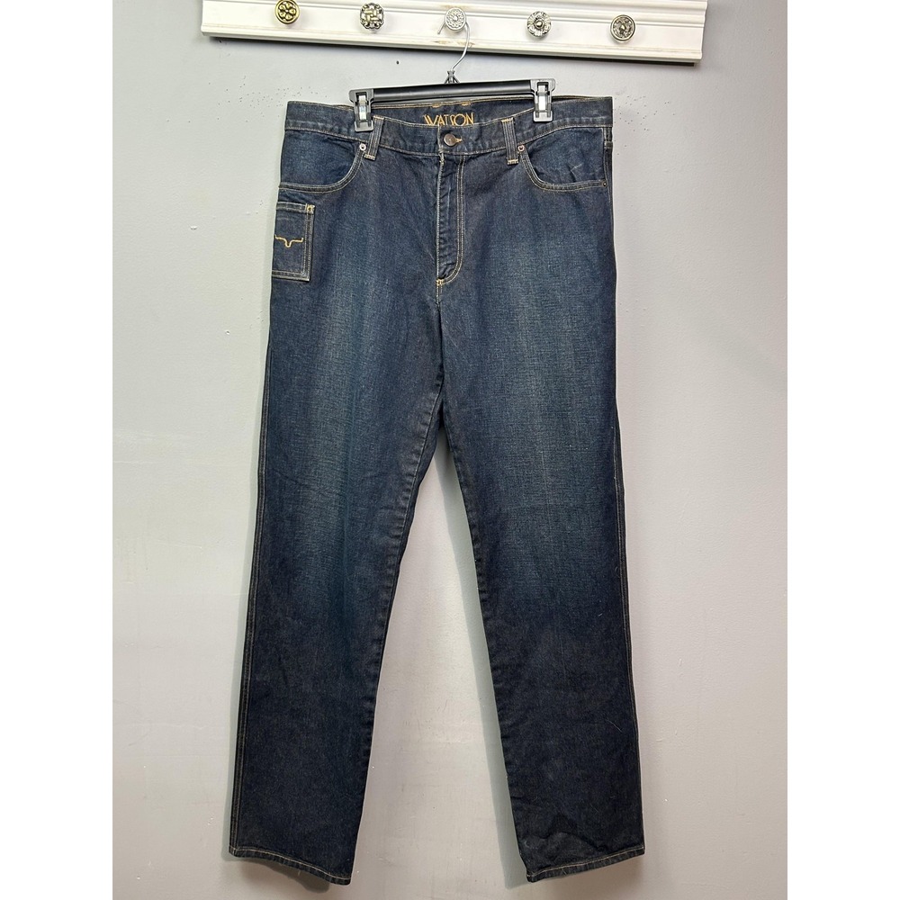 Watson Jeans Mens 38x36 Blue Dark Wash Straight Leg Made In USA Denim Workwear - Picture 2 of 10